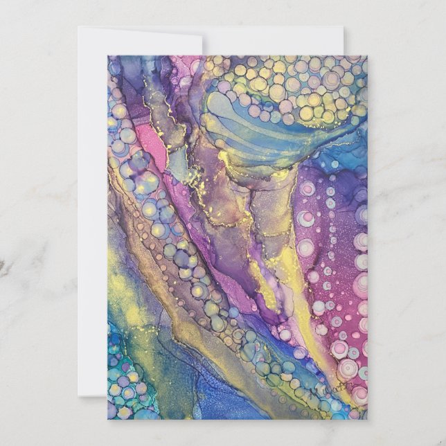 Colourful Dots Alcohol Ink Abstract Art Blank Card (Front)