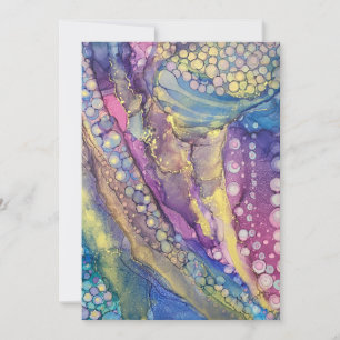 Colourful Dots Alcohol Ink Abstract Art Blank Card