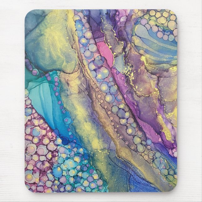 Colourful Dots Alcohol Ink Liquid Abstract Art 1 Mouse Pad (Front)