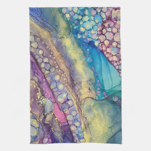 Colourful Dots Alcohol Ink Liquid Abstract Art 3 Kitchen Towel