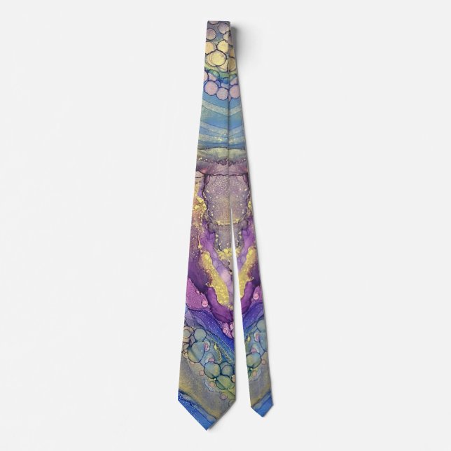 Colourful Dots Alcohol Ink Liquid Abstract Art 3 Tie (Front)