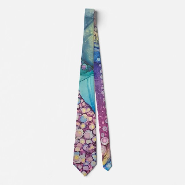 Colourful Dots Alcohol Ink Liquid Abstract Art 5 Tie (Front)