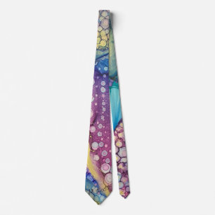 Colourful Dots Alcohol Ink Liquid Abstract Art 6 Tie