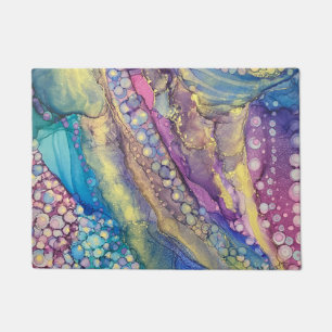 Colourful Dots Alcohol Ink Liquid Abstract Art Doormat