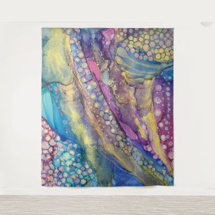 Colourful Dots Alcohol Ink Liquid Abstract Art Tapestry