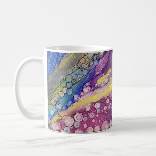 Colourful Dots Alcohol Ink Liquid Abstract Art V6 Coffee Mug (Left)
