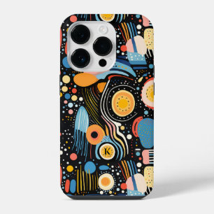 Colourful dots and abstract shapes pattern iPhone 14 pro case