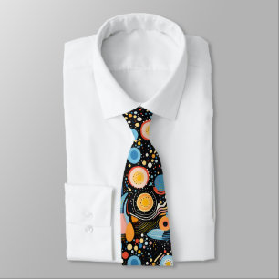 Colourful dots and abstract shapes pattern tie