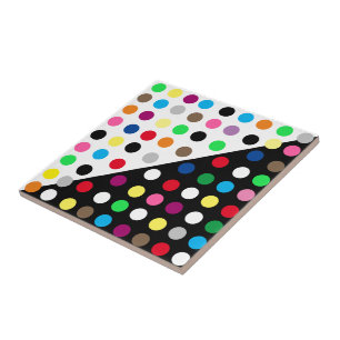 Colourful Dots Black White Your Colours Ceramic Ti Tile
