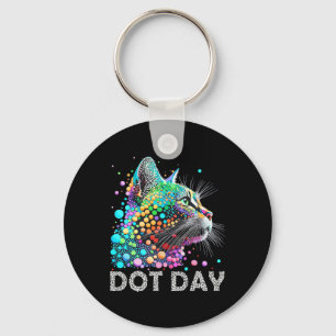 Colourful Dots Cat Lover Happy Dot Day Shirts Men Keychain