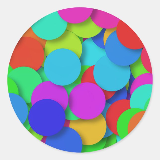 Colourful Dots Circle Pattern Classic Round Sticker (Front)