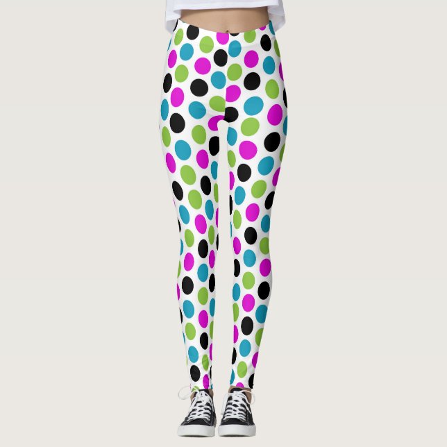 Colourful Dots Circle Pattern Leggings (Front)