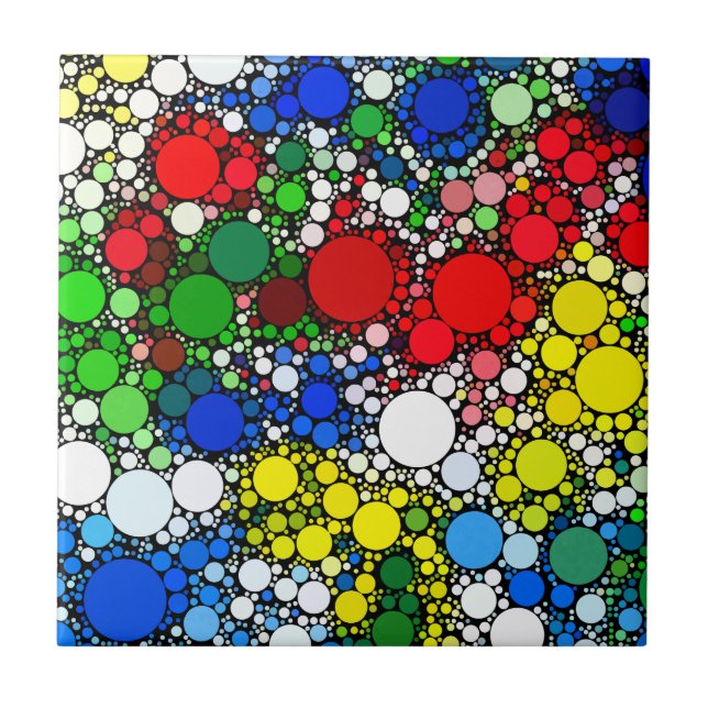 Colourful Dots Circle Pattern Tile (Front)