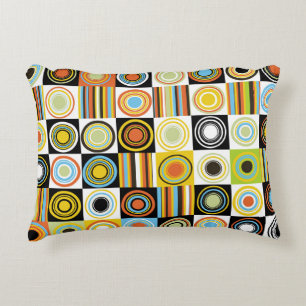 Colourful dots, circles, stripes background. accent pillow