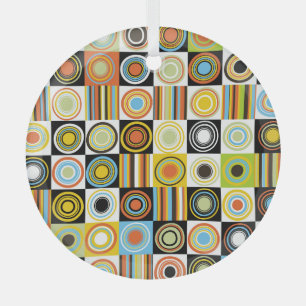 Colourful dots, circles, stripes background. glass ornament