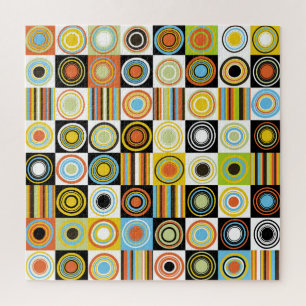 Colourful dots, circles, stripes background. jigsaw puzzle