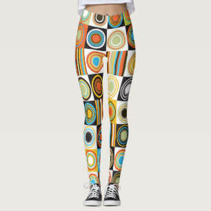 Colourful dots, circles, stripes background. leggings