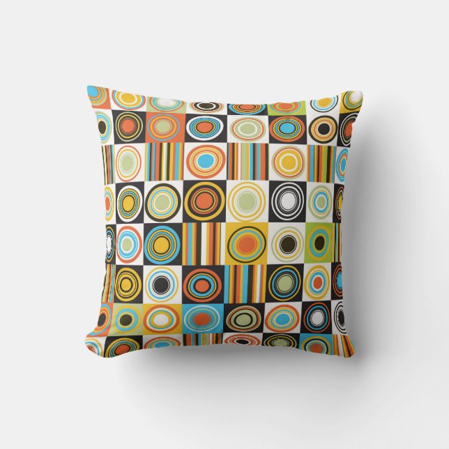 Colourful dots, circles, stripes background. throw pillow (Front)