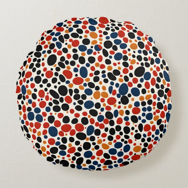 Colourful dots design  round pillow (Front)