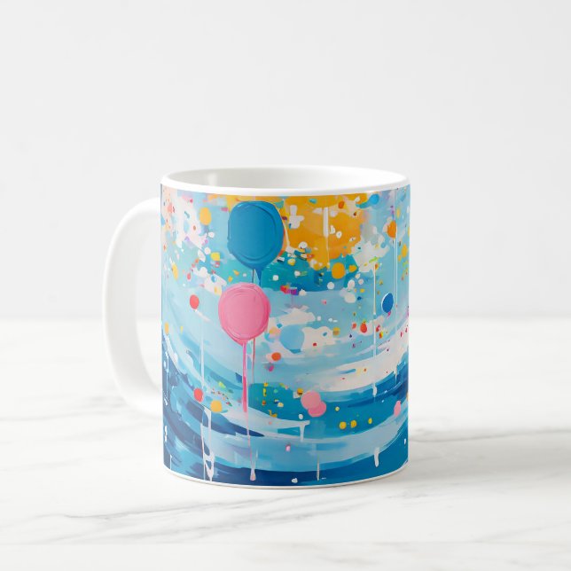 Colourful Dots Drips Splatters Coffee Mug (Front Left)