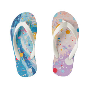 Colourful Dots Drips Splatters Kid's Flip Flops