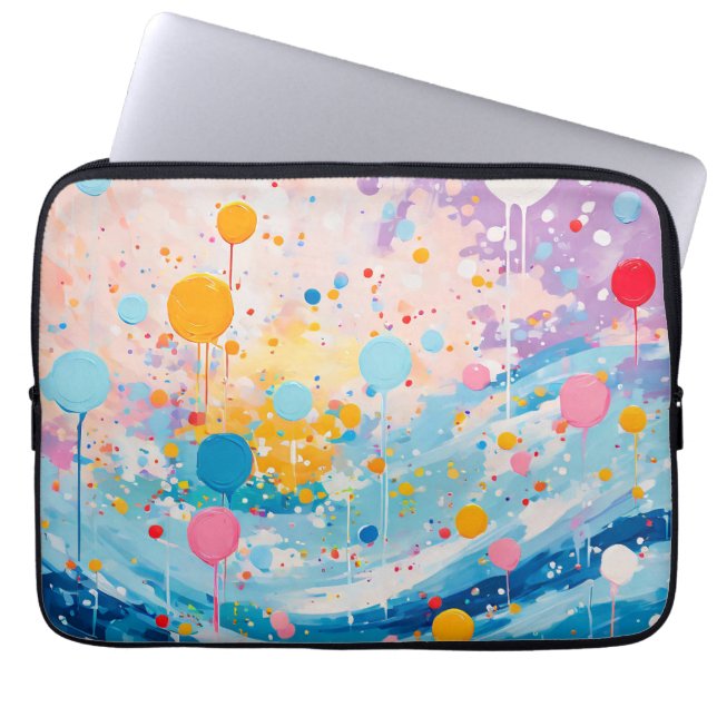Colourful Dots Drips Splatters Laptop Sleeve (Front)