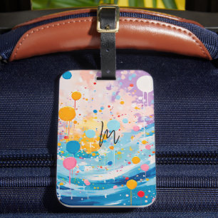 Colourful Dots Drips Splatters Luggage Tag