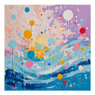 Colourful Dots Drips Splatters Poster