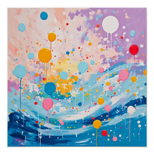 Colourful Dots Drips Splatters Poster (Front)