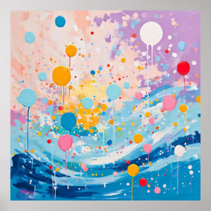 Colourful Dots Drips Splatters Poster