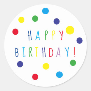 Colourful Dots Happy Birthday Round Sticker