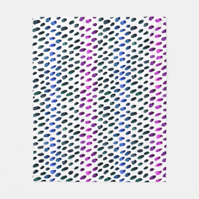 Colourful dots: Memphis style watercolor pattern Fleece Blanket (Front)