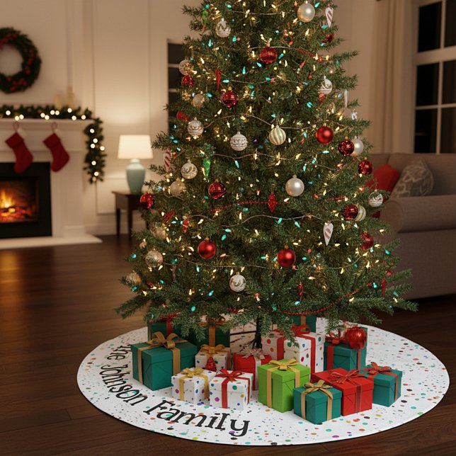 Colourful dots personalize fleece tree skirt (Creator Uploaded)
