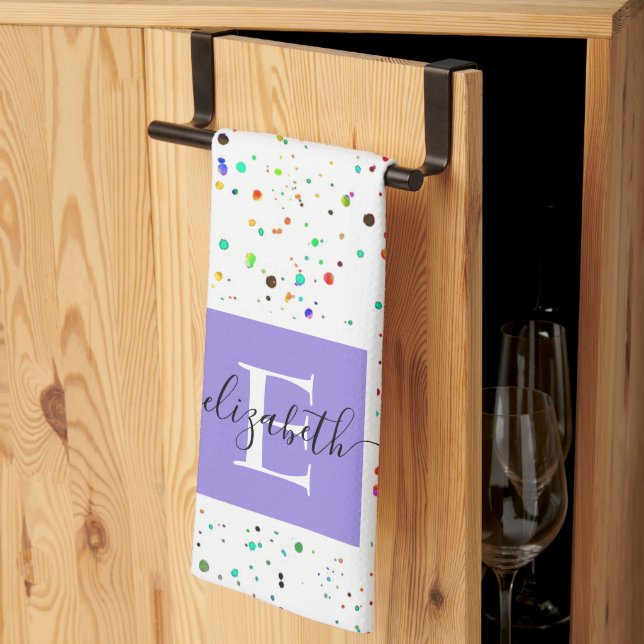 Colourful dots  personalized kitchen towel (Thirds Fold)