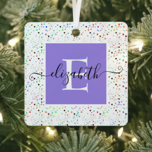 Colourful dots personalized metal ornament