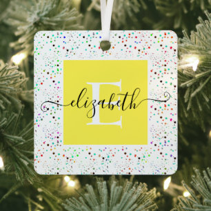 Colourful dots personalized metal ornament