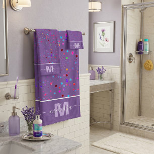 Colourful dots Personalized Monogram Bath Towel