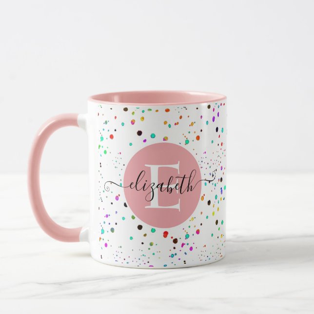 Colourful dots personalized mug (Left)