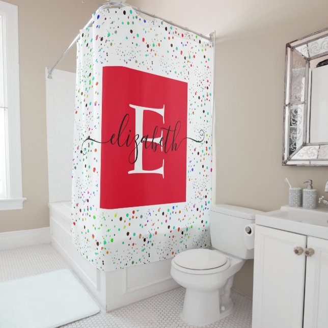 Colourful dots personalized shower curtain (In Situ)