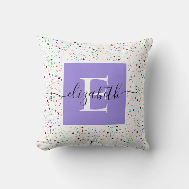 Colourful dots personalized throw pillow (Front)