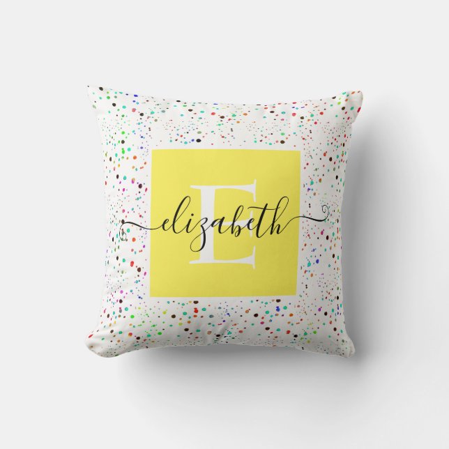 Colourful dots personalized throw pillow (Front)