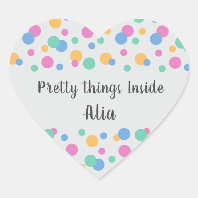 Colourful dots Pretty thing Inside Business packag Heart Sticker (Front)