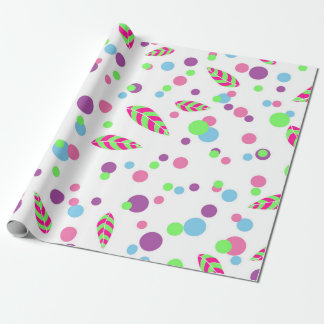 colourful dots with leaves gift wrap