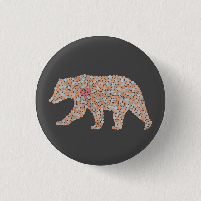Colourful Dotted Bear 1 Inch Round Button (Front)