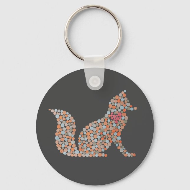 Colourful Dotted Fox Keychain (Front)