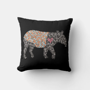 Colourful Dotted Malayan Tapir Throw Pillow