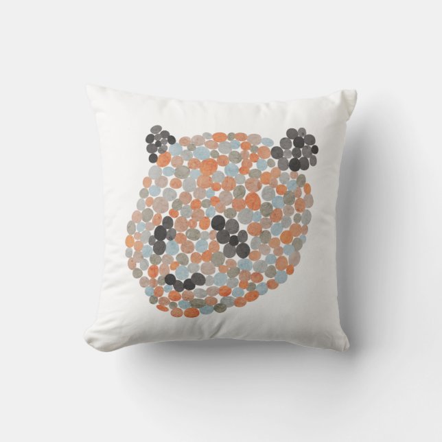 Colourful Dotted Panda Bear Throw Pillow (Front)
