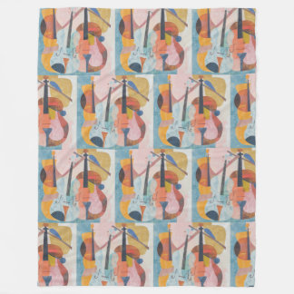 Colourful Double Bass Abstract Fleece Blanket