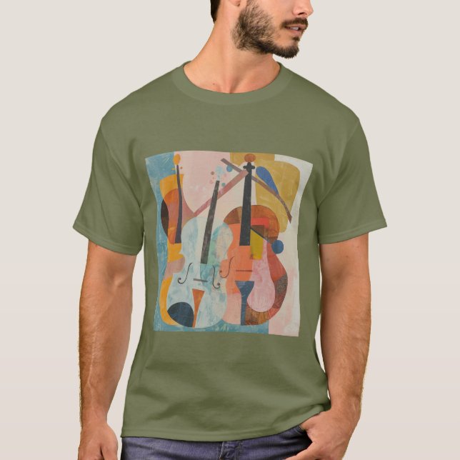 Colourful Double Bass Abstract T-Shirt (Front)