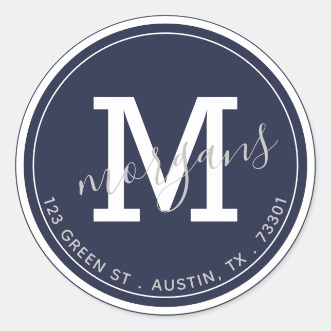 colourful double monogram return address sticker (Front)